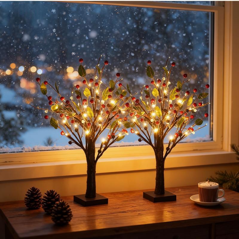 Red & Gold Fruit Tree LED Lights