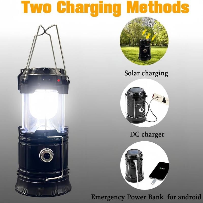 🍂Collapsible Portable LED Camping Lantern Lightweight Waterproof Solar USB Rechargeable Flashlight