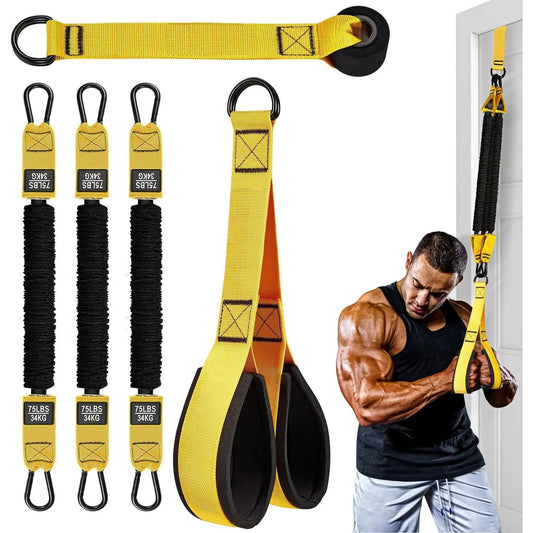 💪 225LBS Heavy Duty Cable Resistance Band Home Gym Training Set