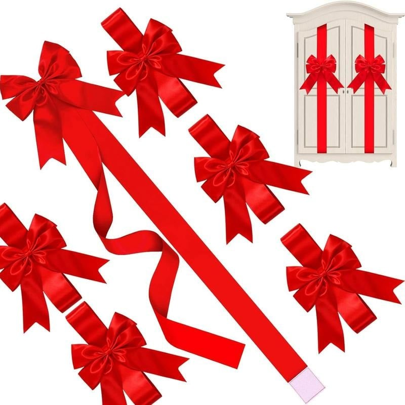 🎀 Elegant Red Christmas Cabinet Bows – Simple, Reusable, and Perfect for Every Celebration 🎉