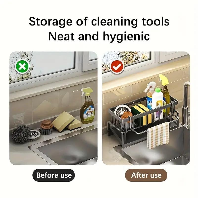 🛒Stainless Steel Kitchen Sink Storage Rack