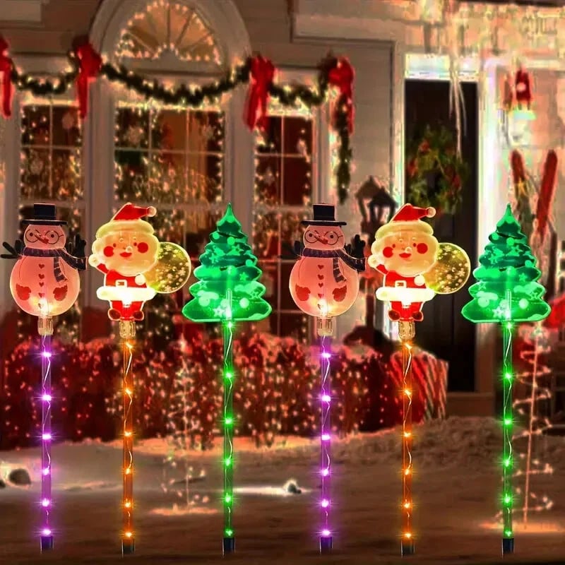 6pcs Outdoor Solar Christmas Garden Stake Lights
