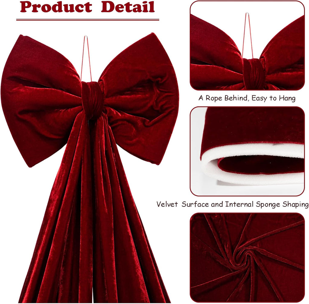 🌲Christmas Tree Decoration-Large Wine Velvet Bow Tie🎀