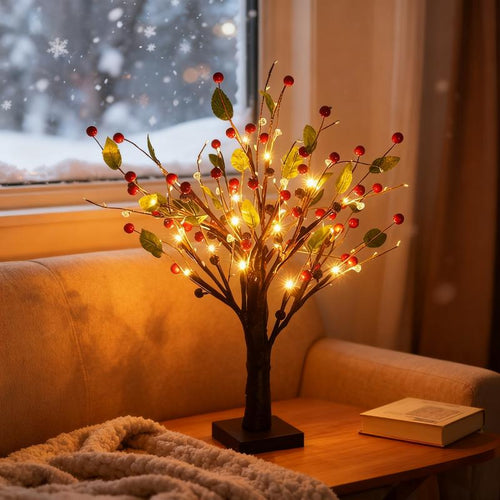Red & Gold Fruit Tree LED Lights
