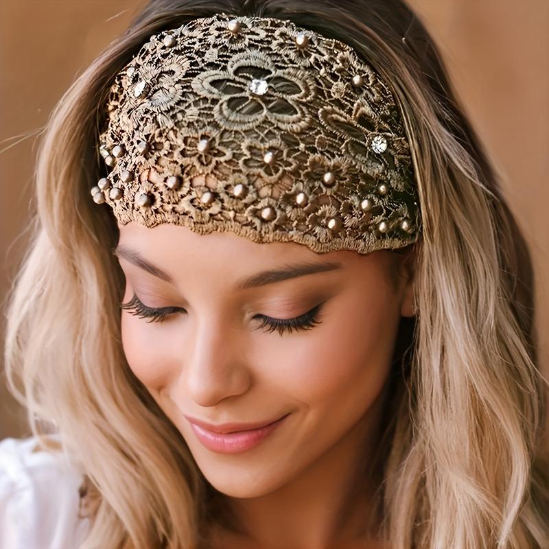 💥LAST DAY SALE 49% OFF-Elegant Floral Beaded Wide Headbands for Women