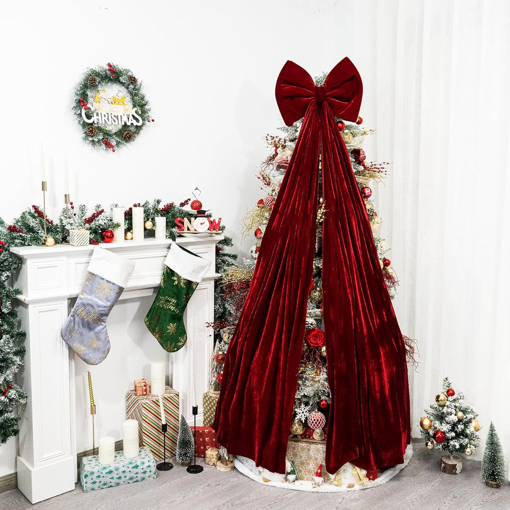 🌲Christmas Tree Decoration-Large Wine Velvet Bow Tie🎀
