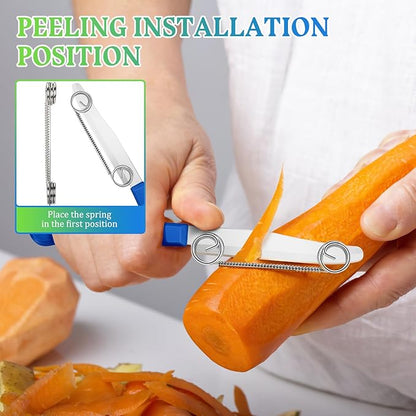 ⚡Adjustable spring-loaded 3-in-1 paring knife