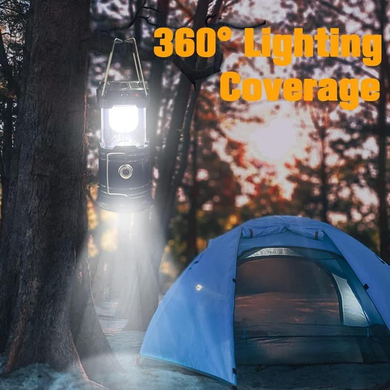 🍂Collapsible Portable LED Camping Lantern Lightweight Waterproof Solar USB Rechargeable Flashlight