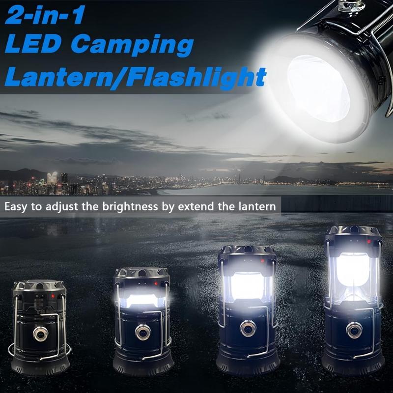 🍂Collapsible Portable LED Camping Lantern Lightweight Waterproof Solar USB Rechargeable Flashlight