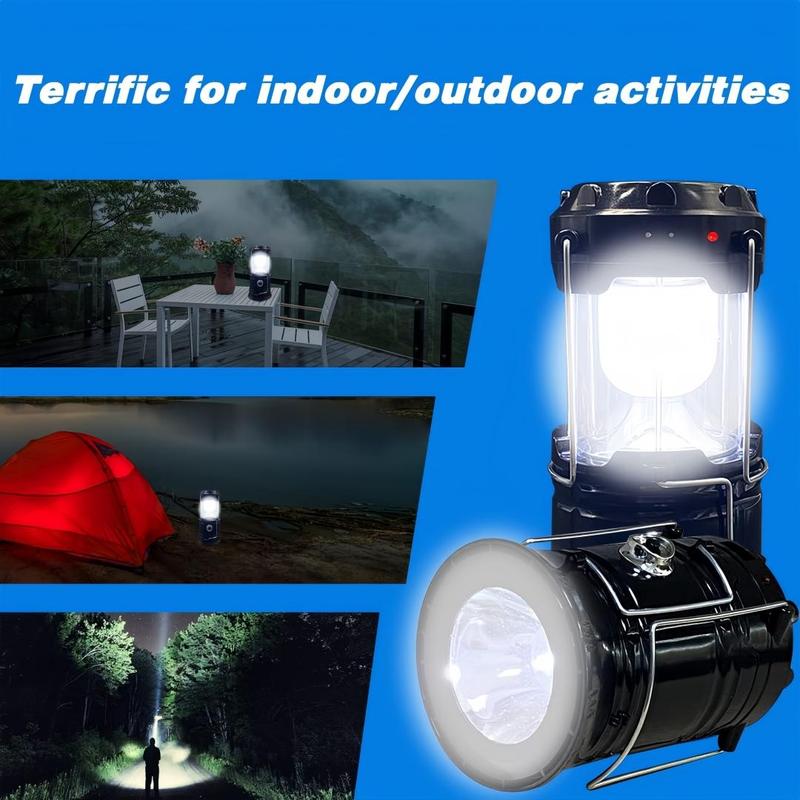 🍂Collapsible Portable LED Camping Lantern Lightweight Waterproof Solar USB Rechargeable Flashlight