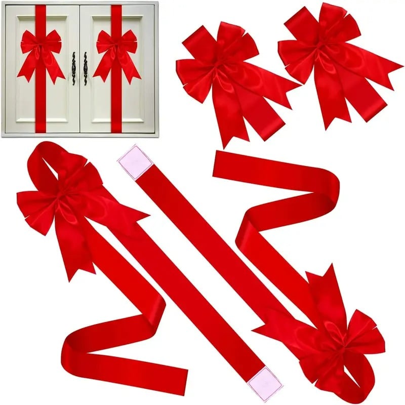 🎀 Elegant Red Christmas Cabinet Bows – Simple, Reusable, and Perfect for Every Celebration 🎉