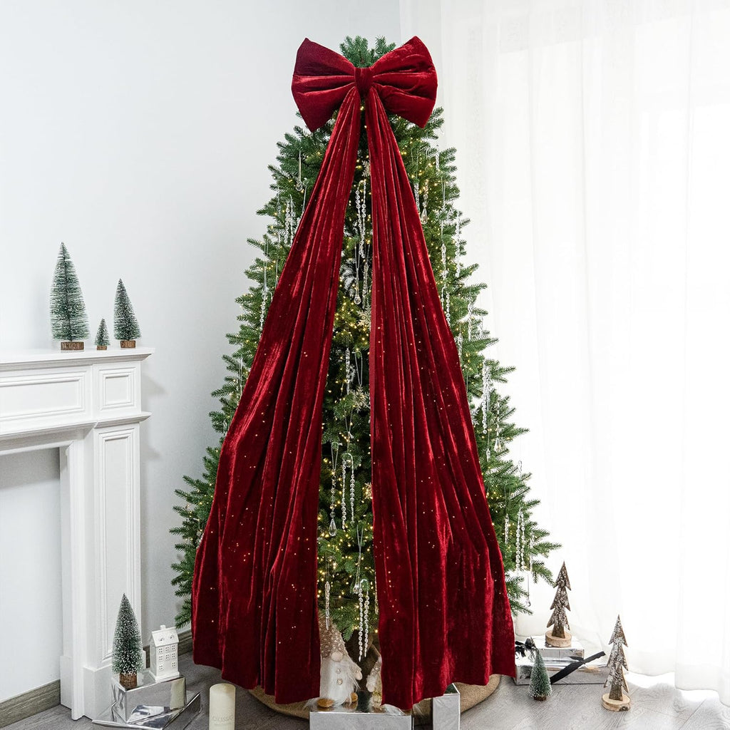 🌲Christmas Tree Decoration-Large Wine Velvet Bow Tie🎀