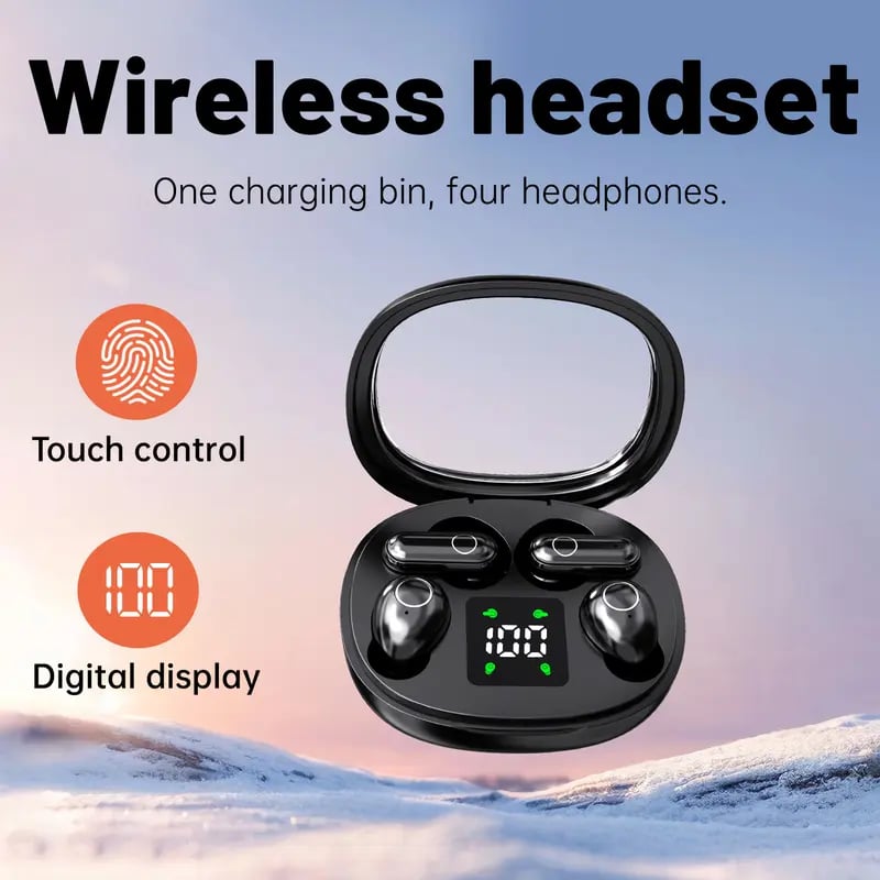 2 Pairs Wireless Bluetooth Headphones,Tiny Size Invisible Earbuds,Waterproof Headsets,With Mic,Sleep and Sports Earphones Set