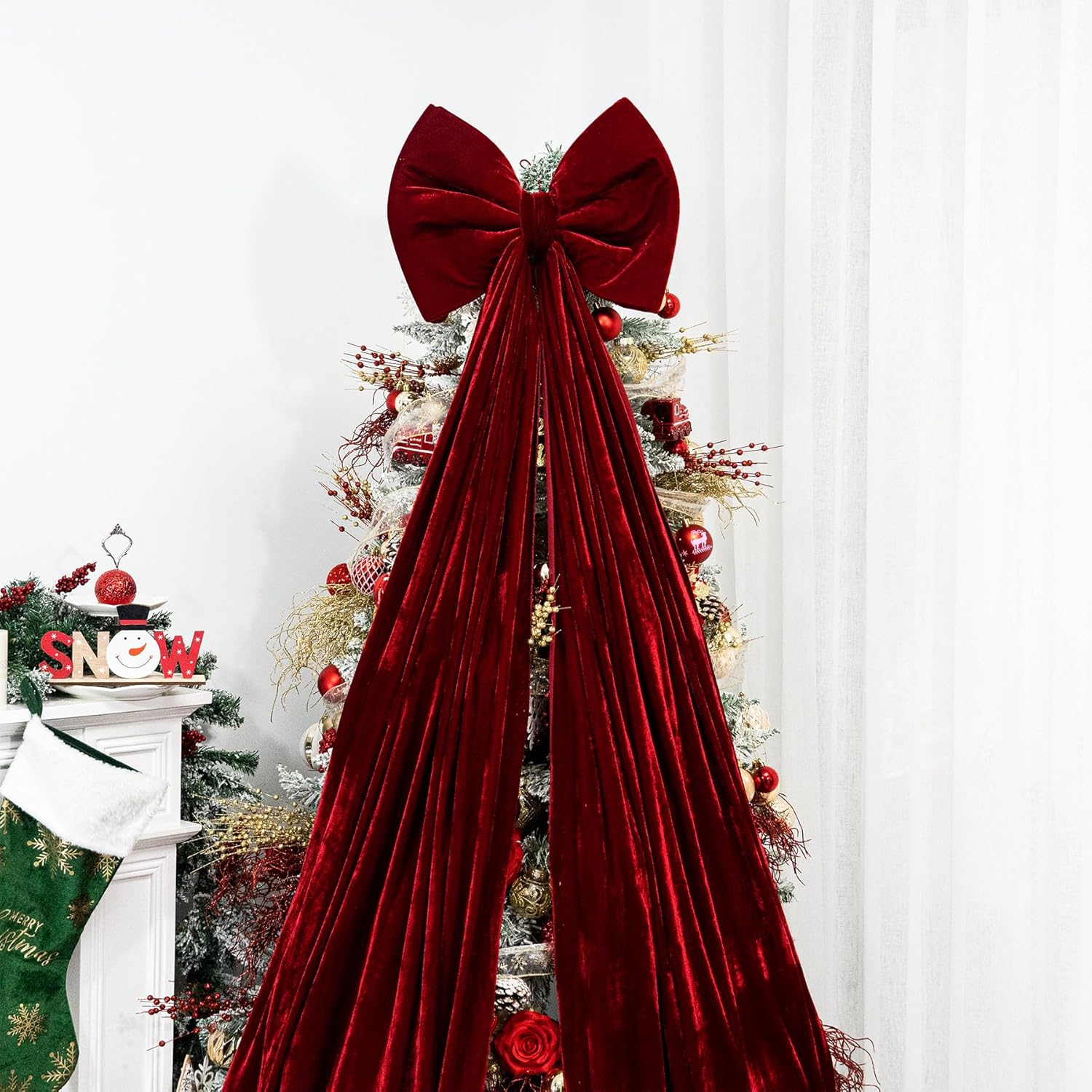 🌲Christmas Tree Decoration-Large Wine Velvet Bow Tie🎀