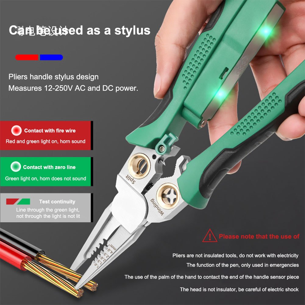🔥LAST DAY 49% OFF💥🎁Outdoorfun 8 in 1 Wire Stripper Twister for Cutting and Pulling Wires Cable Scissors,Voltage Tester Pliers