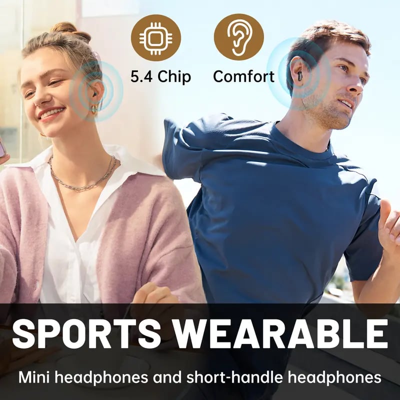 2 Pairs Wireless Bluetooth Headphones,Tiny Size Invisible Earbuds,Waterproof Headsets,With Mic,Sleep and Sports Earphones Set