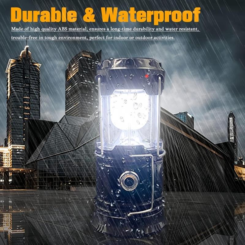 🍂Collapsible Portable LED Camping Lantern Lightweight Waterproof Solar USB Rechargeable Flashlight