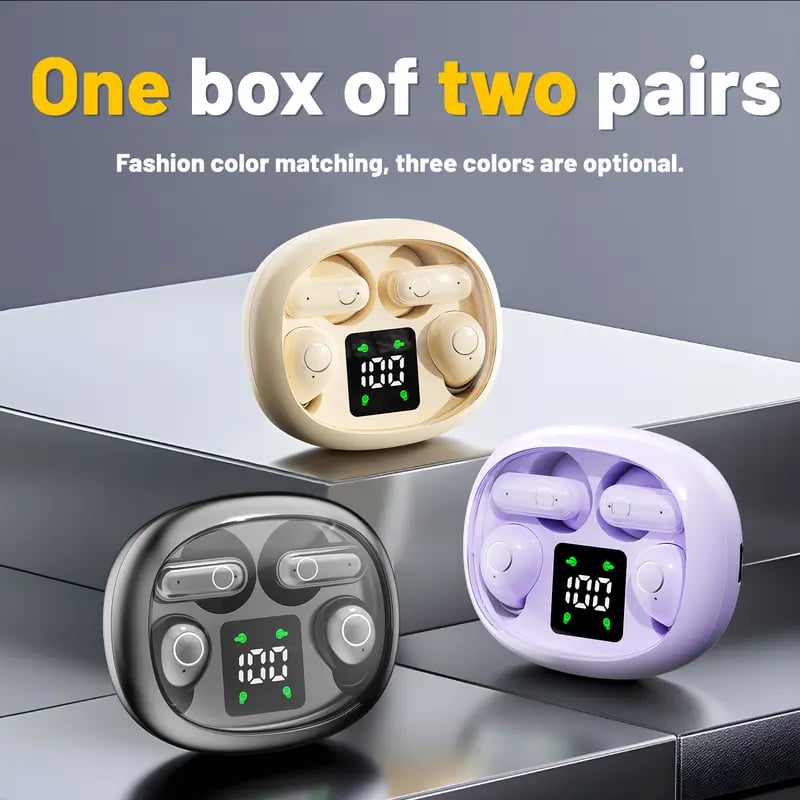 2 Pairs Wireless Bluetooth Headphones,Tiny Size Invisible Earbuds,Waterproof Headsets,With Mic,Sleep and Sports Earphones Set