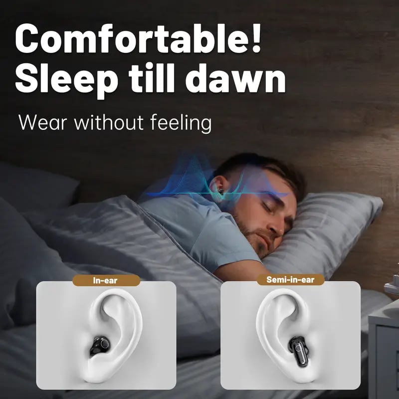 2 Pairs Wireless Bluetooth Headphones,Tiny Size Invisible Earbuds,Waterproof Headsets,With Mic,Sleep and Sports Earphones Set
