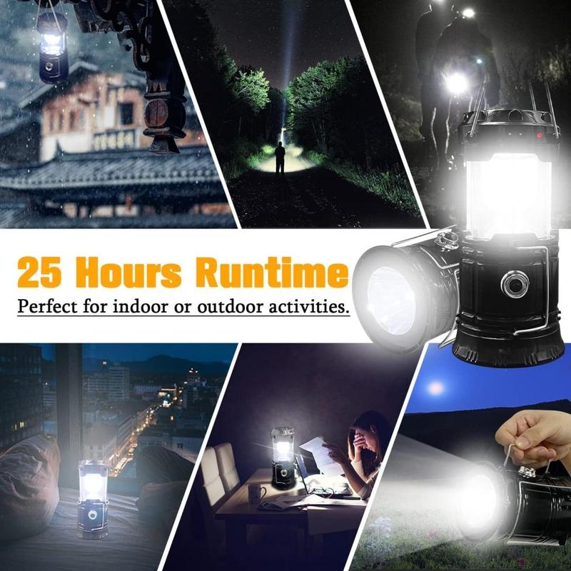 🍂Collapsible Portable LED Camping Lantern Lightweight Waterproof Solar USB Rechargeable Flashlight