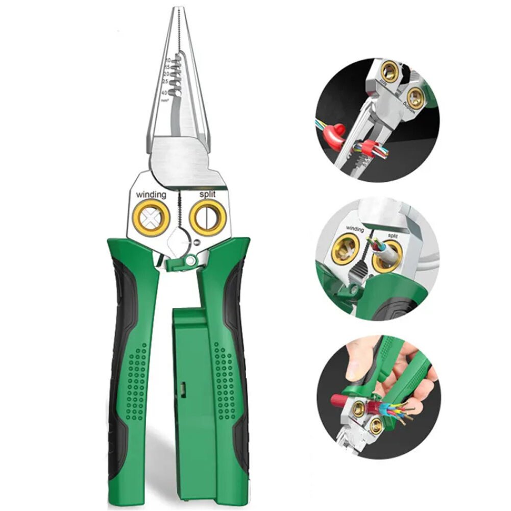 🔥LAST DAY 49% OFF💥🎁Outdoorfun 8 in 1 Wire Stripper Twister for Cutting and Pulling Wires Cable Scissors,Voltage Tester Pliers