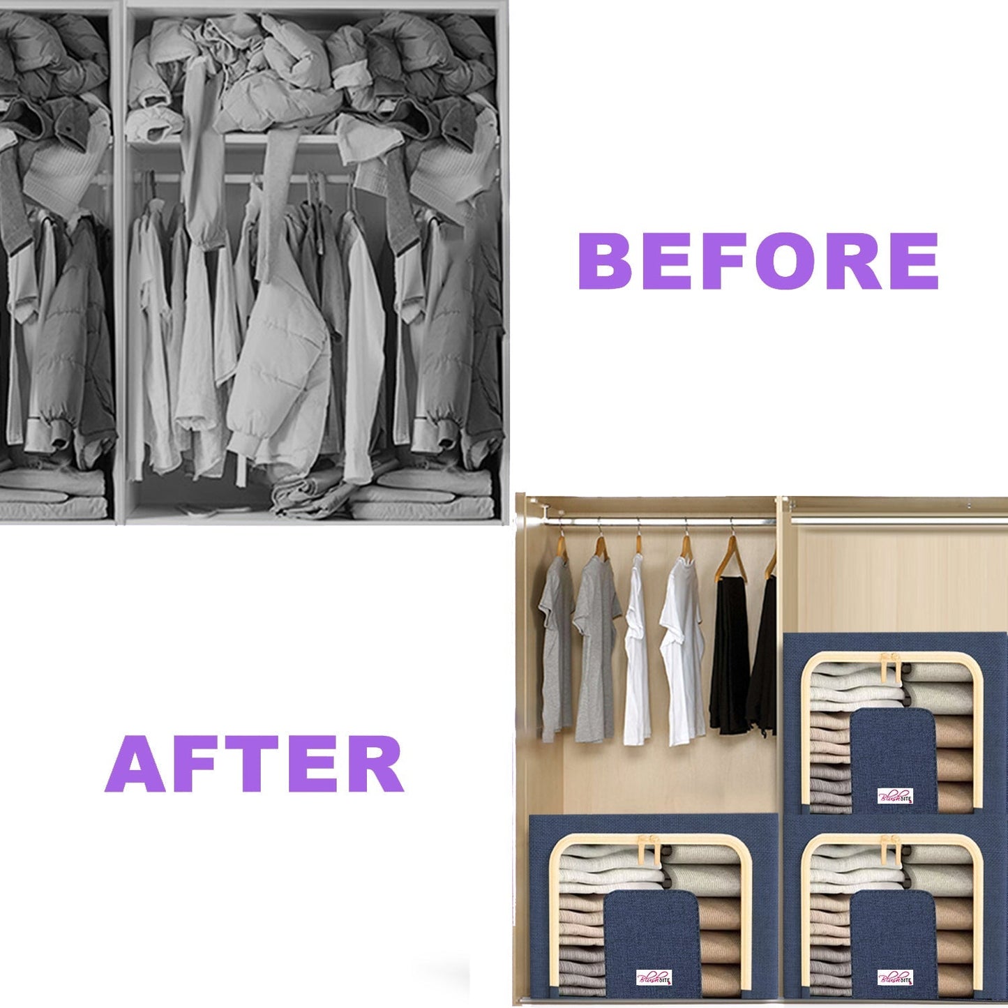 Collapsible Fabric Storage Containers, For Clothes,Blankets, Toys etc.