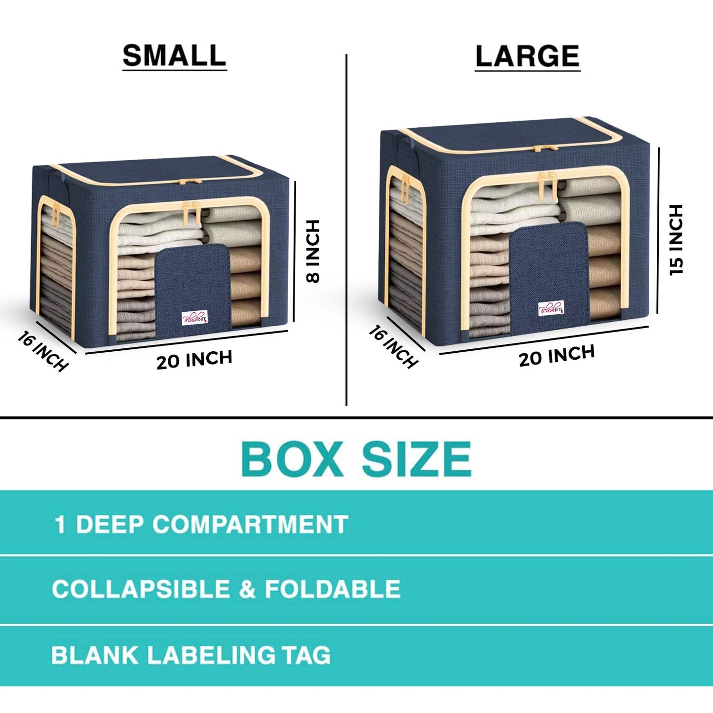 Collapsible Fabric Storage Containers, For Clothes,Blankets, Toys etc.