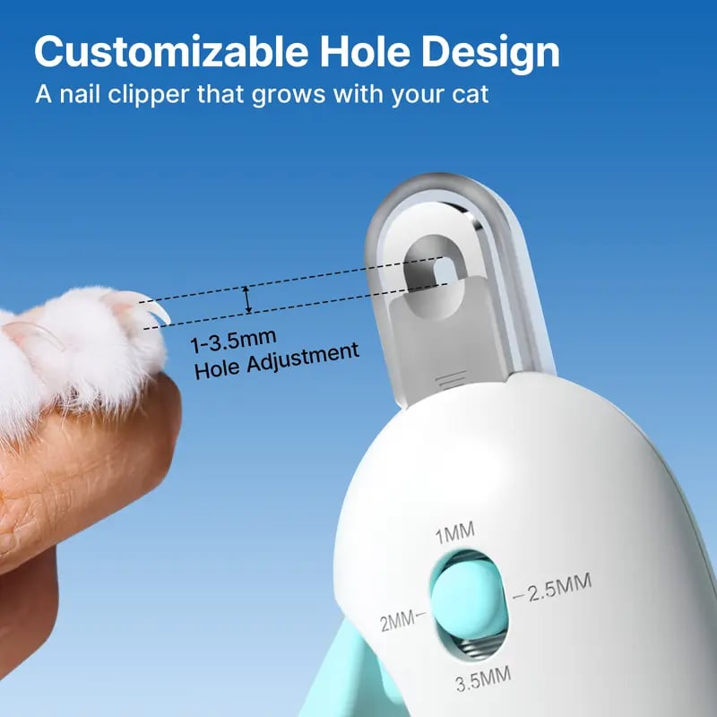 🔥2025 Cat Nail Clipper with Adjustable 3-Size Trimming Hole & Built-in Nail File