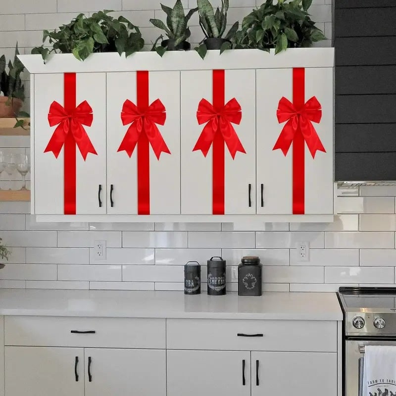 🎀 Elegant Red Christmas Cabinet Bows – Simple, Reusable, and Perfect for Every Celebration 🎉