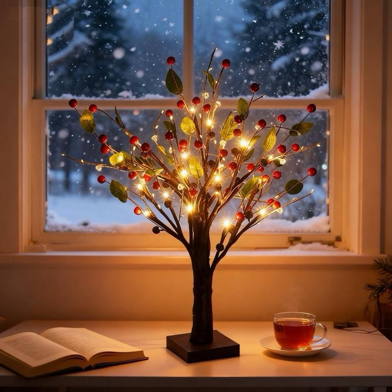 Red & Gold Fruit Tree LED Lights