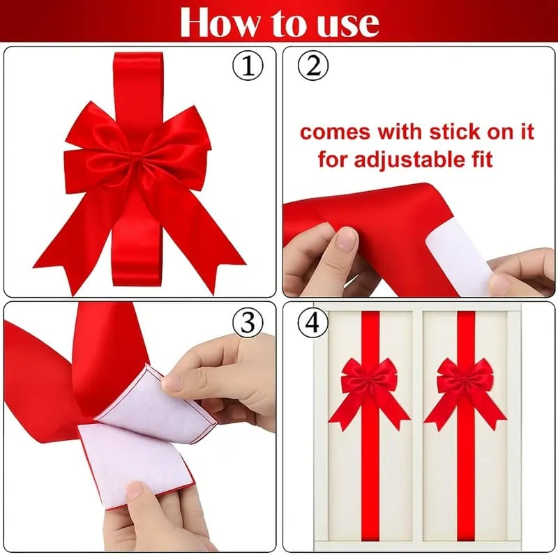 🎀 Elegant Red Christmas Cabinet Bows – Simple, Reusable, and Perfect for Every Celebration 🎉