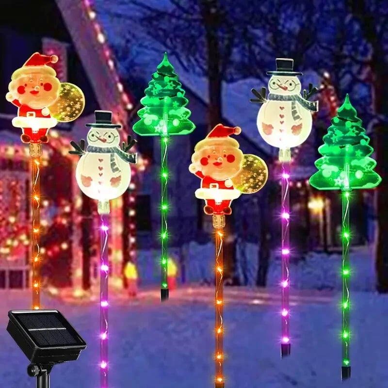 6pcs Outdoor Solar Christmas Garden Stake Lights