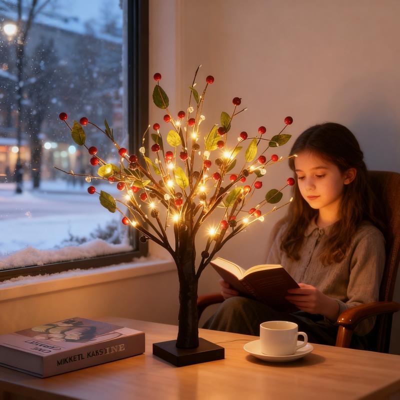 Red & Gold Fruit Tree LED Lights